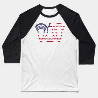 Lacrosse US Flag Head Trio Baseball T-Shirt